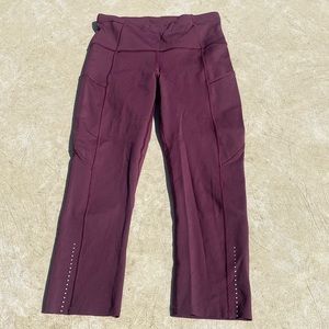 Lululemon Fast and Free crops size 4 in dark adobe